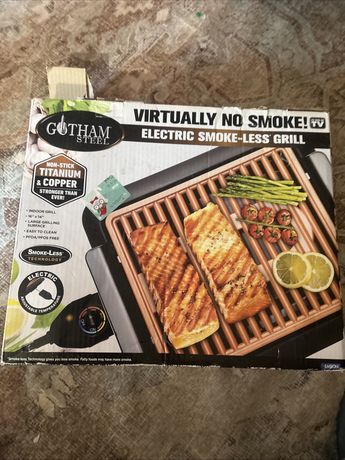 Gotham Steel Smokeless Electric Grill Titanium Copper Nonstick Portable NEW!!