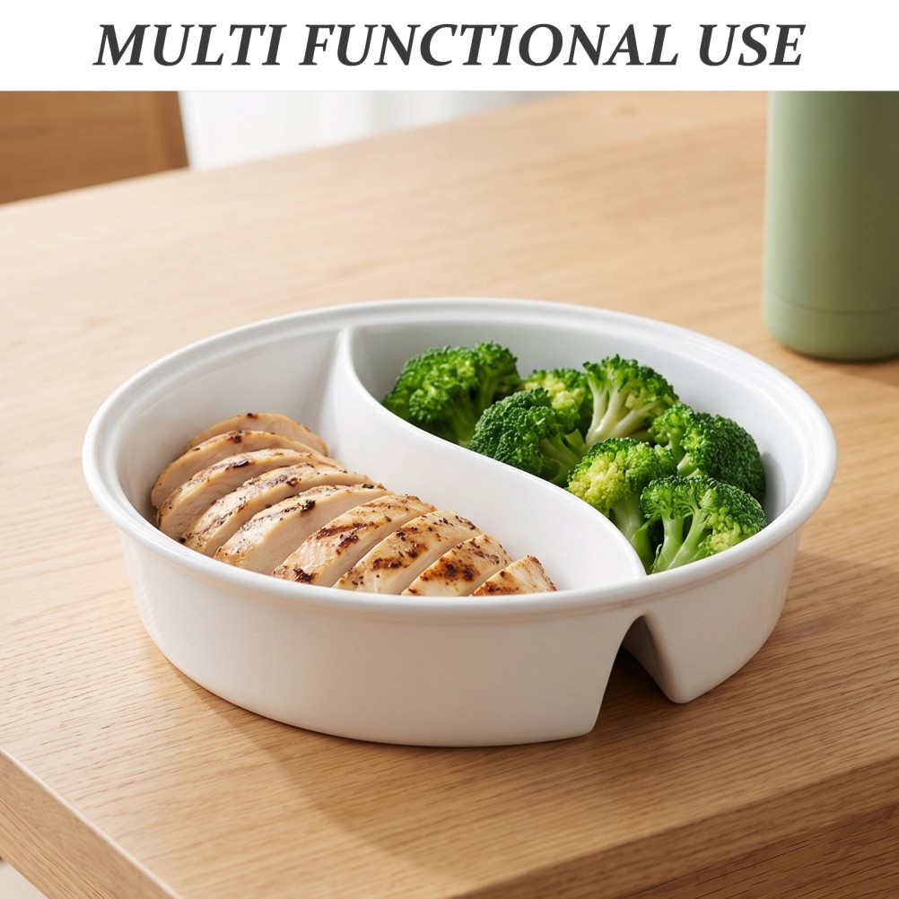 Divided Fat Reduction Bowl Soup Ceramic Small Deep Plate Heat Resistant