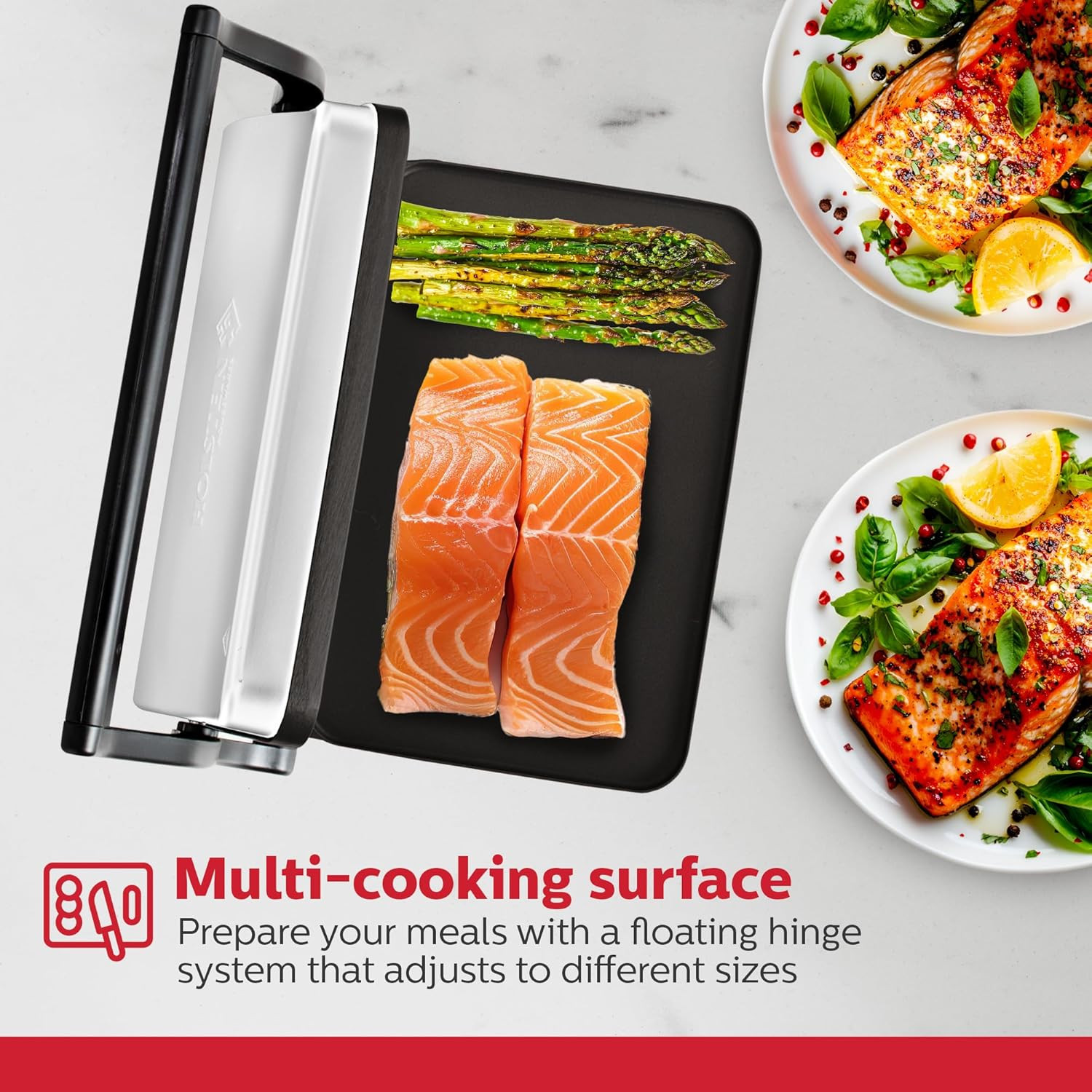 Electric Griddle for Toasting Sandwiches, Various Snacks – Black/Stainless Steel