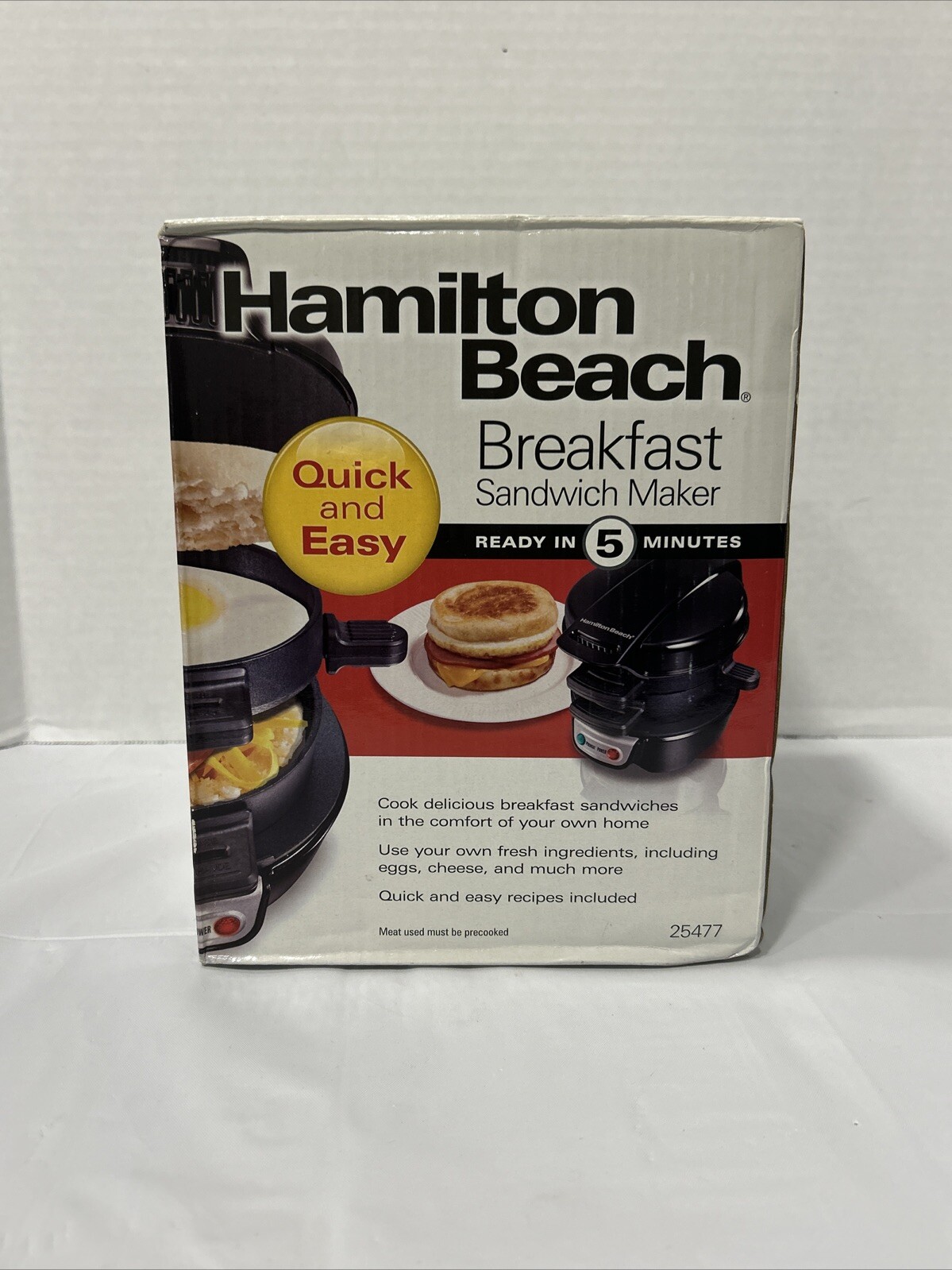 Hamilton Beach Quick & Easy Breakfast Sandwich Maker Black #25477
