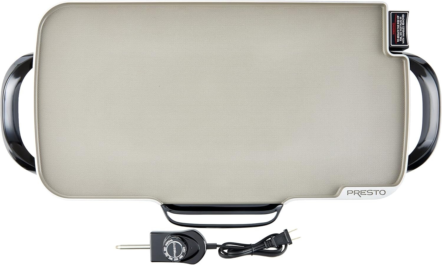 Presto Ceramic 22-inch 07062 Electric Griddle with removable handles, Black