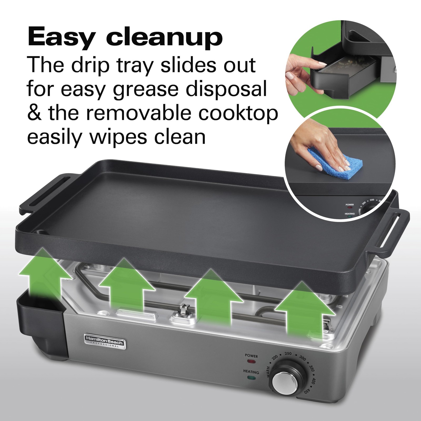 Cast Iron Indoor Electric Grill & Griddle, 10 x 16 Preseasoned Cooking Surface,