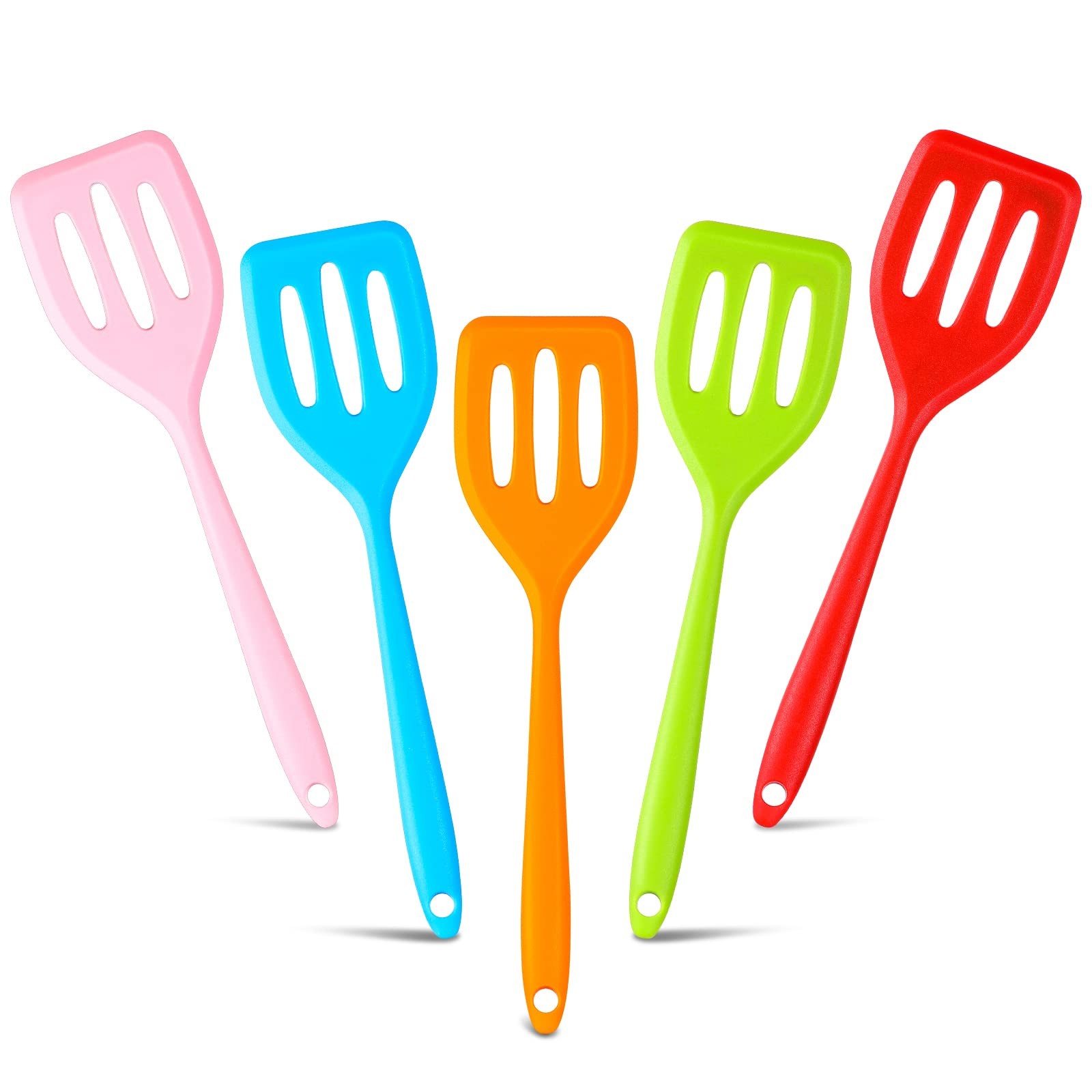 Romooa 5 Pack Small Silicone Spatula Mini M, Red, Blue, Green, Orange, Pink