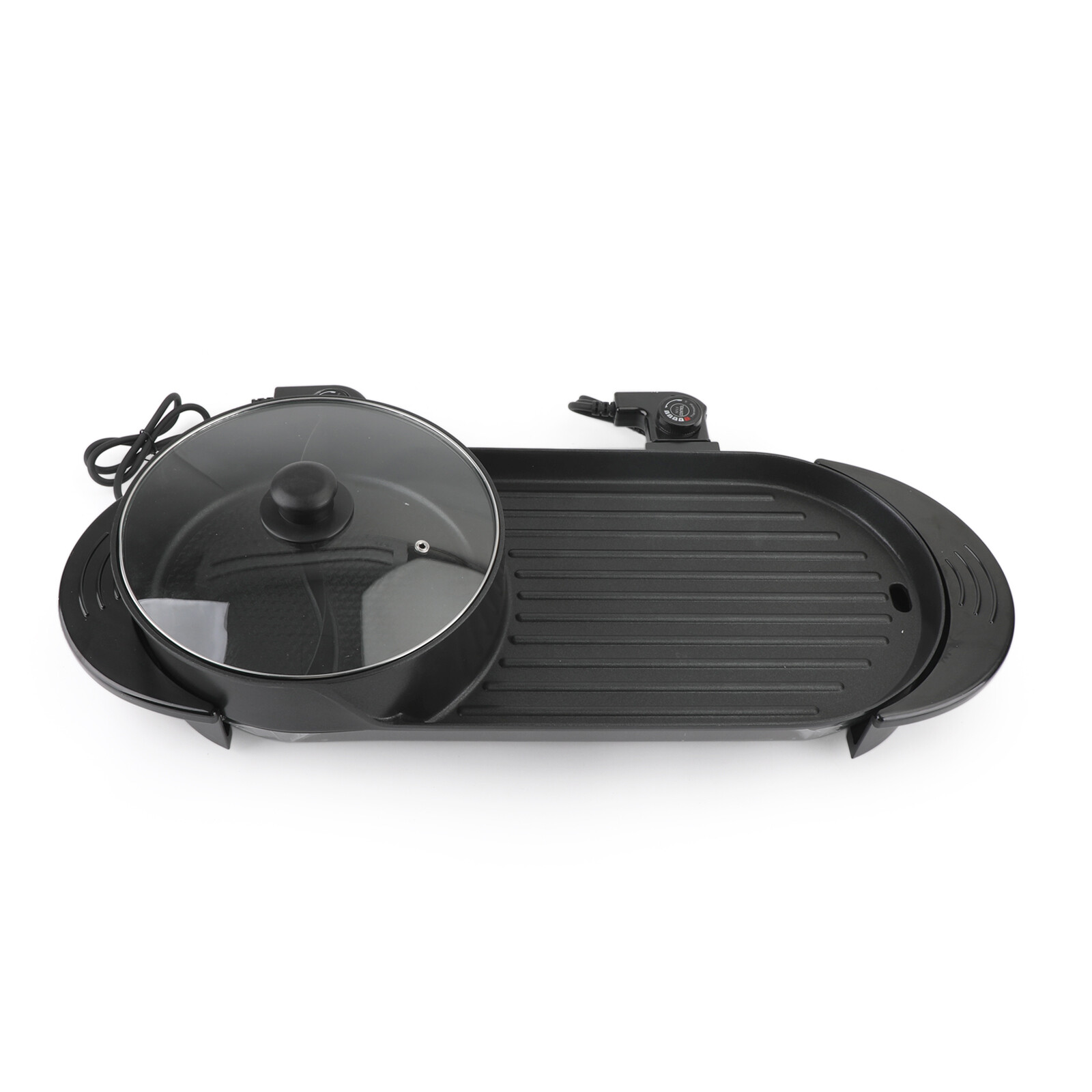 2 in 1 Portable Electric Hot Pot Barbecue Grill Non-Stick Teppanyaki Pan EP