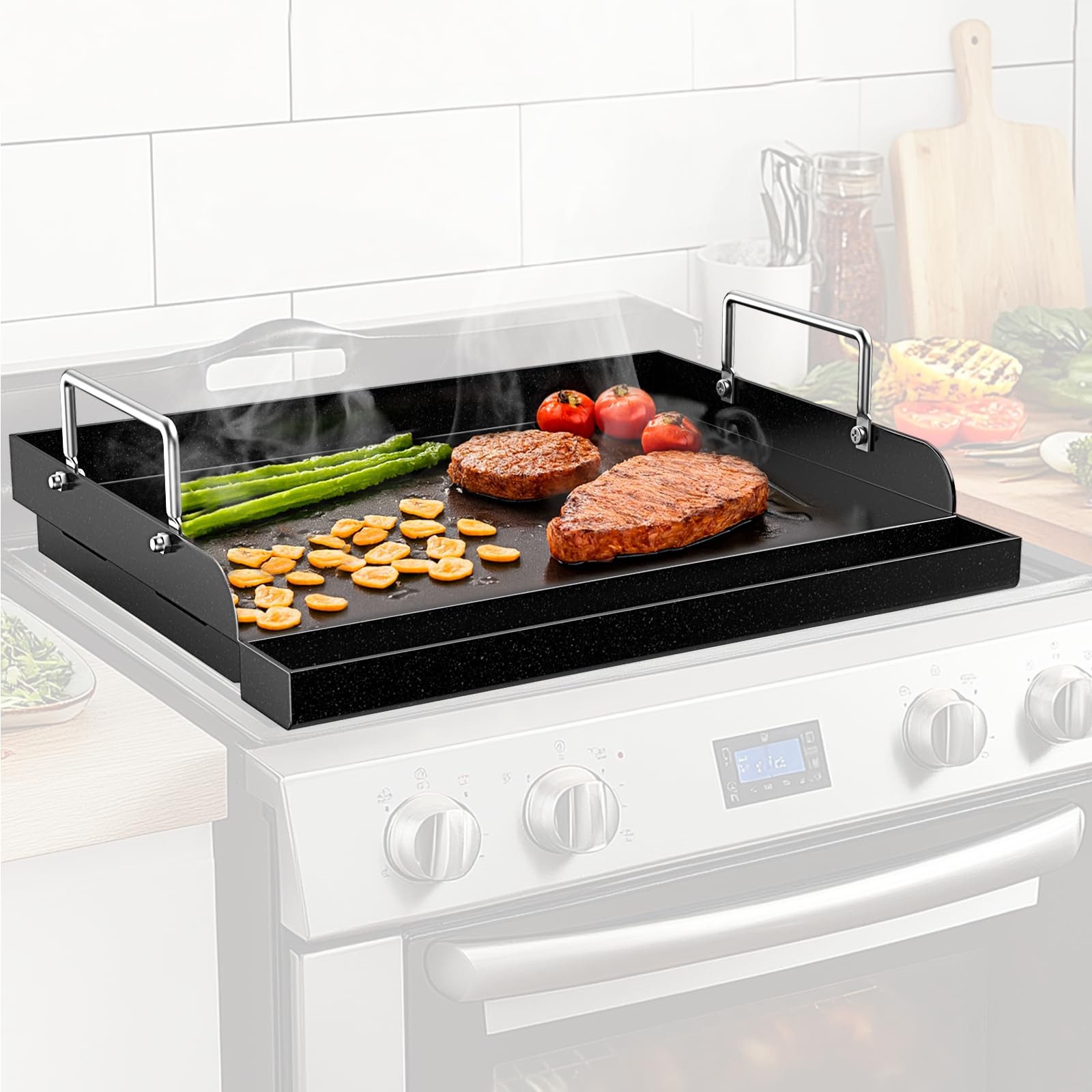 QuliMetal 17 x 13 Inch Cast Iron NanoCeramic Griddle for Gas Grills