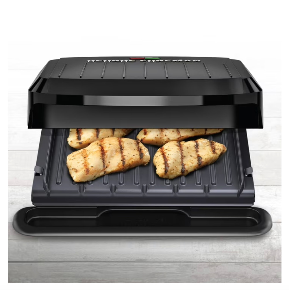 US STOCK George Foreman 4‑Serving Electric Grill & Panini Press, Dishwasher‑Safe