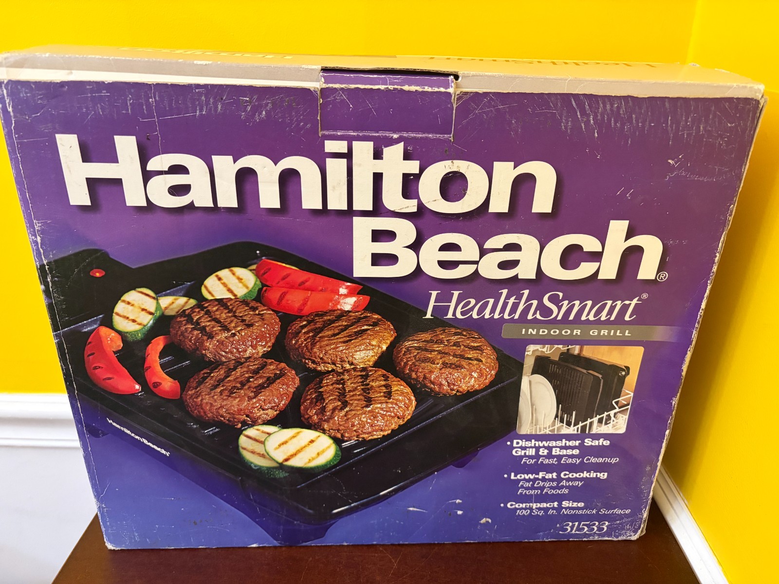 New Vintage Hamilton Beach Health Smart Indoor Grill & Base 100 Sq. Inch #31533
