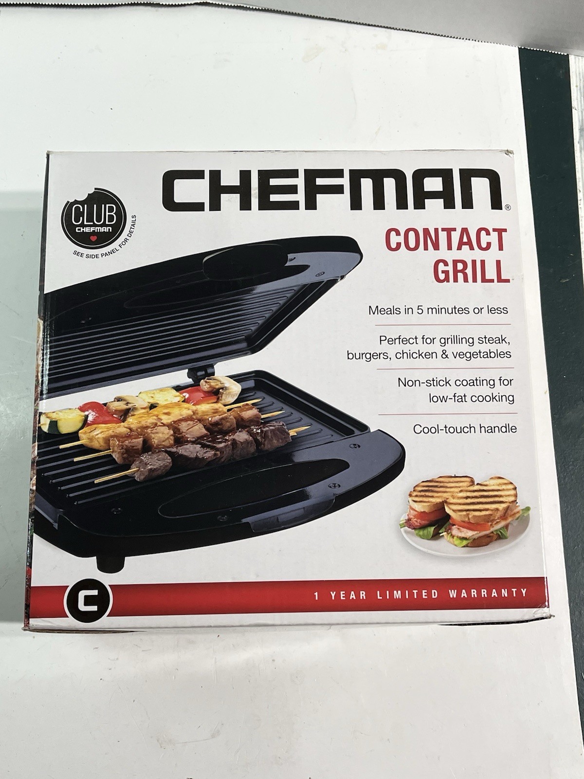 Chefman Portable Contact Grill Model: RJ01 New E D