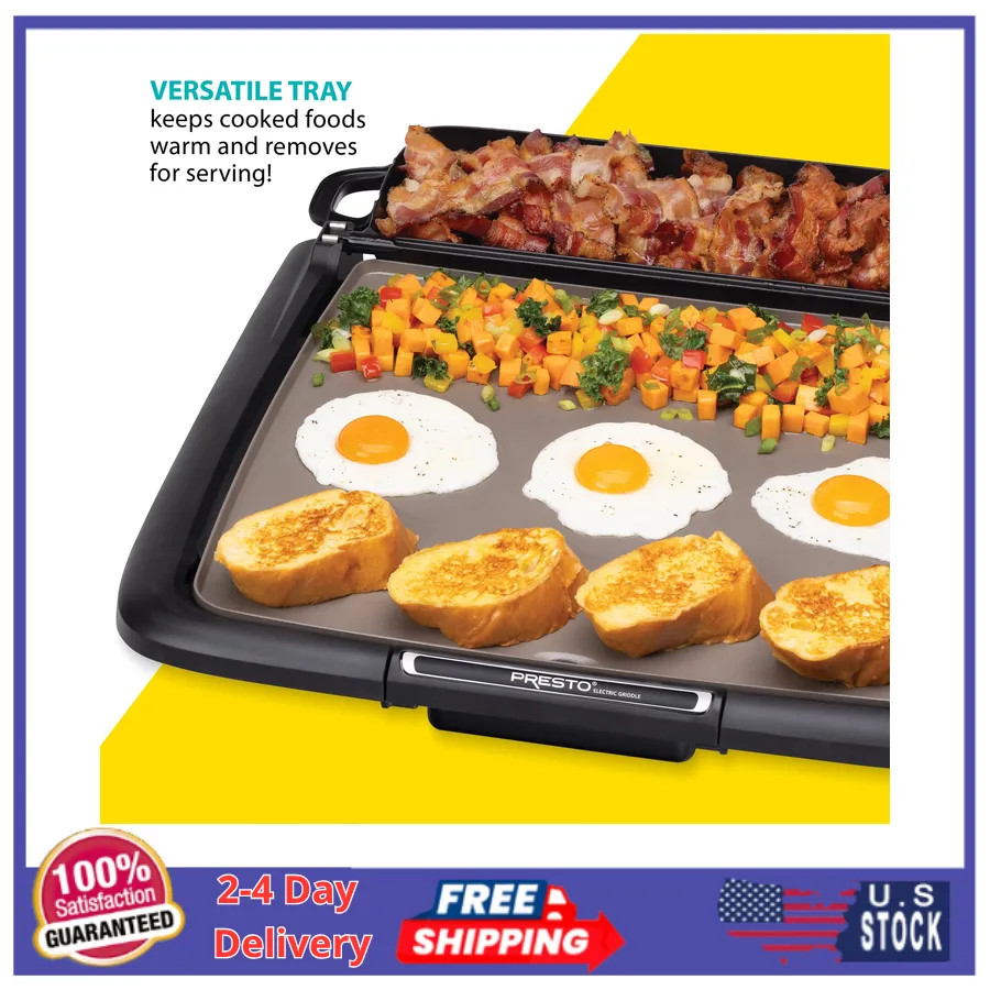 Presto Electric Nonstick Griddle with Warming Tray and Multifunction Tray