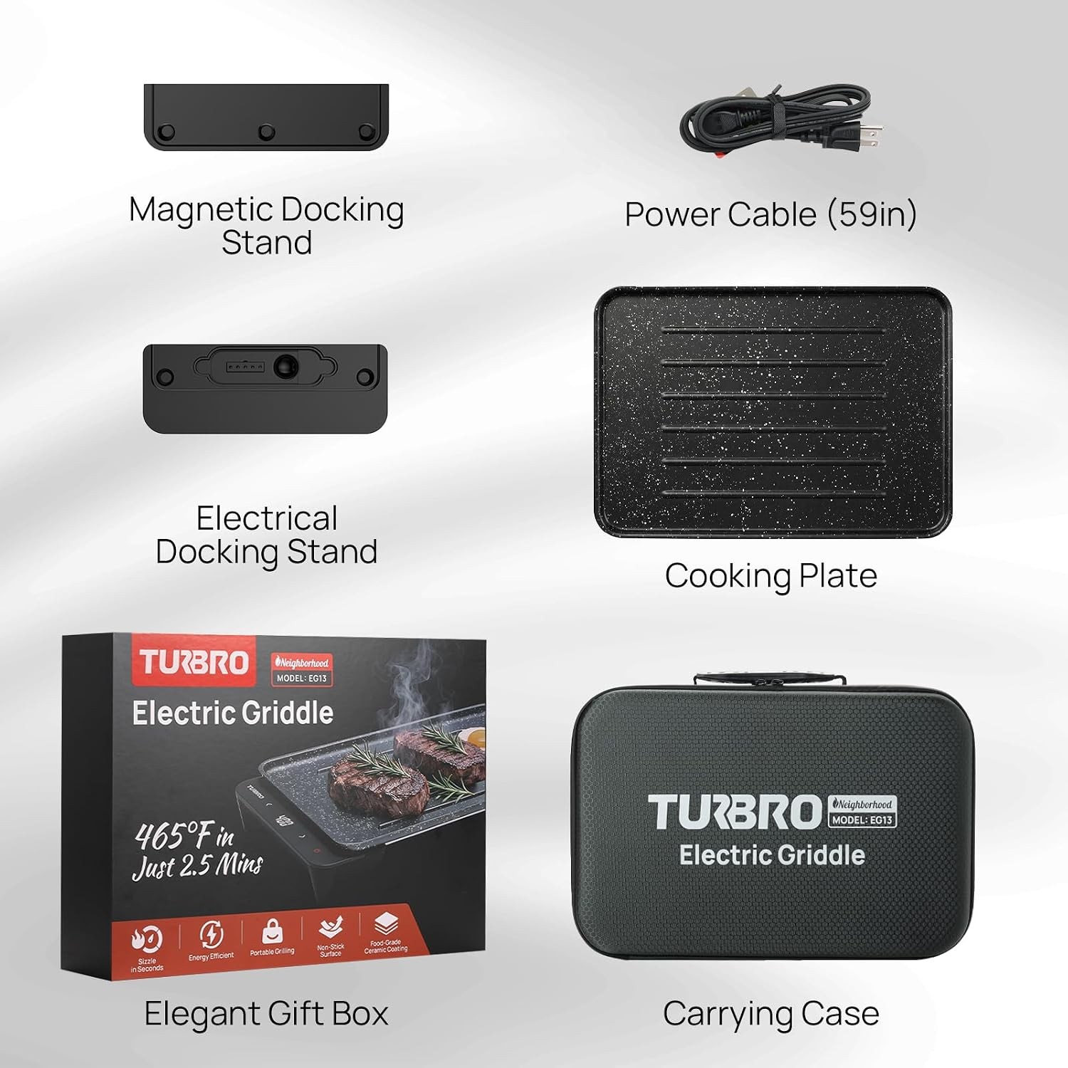 EG13 Portable Electric Griddle Low-Power 300-600W Thick-Film Fast Heating