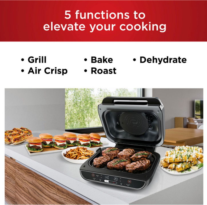 NEW Ninja Foodi 5-in-1 Indoor Grill, Air Fryer, Roast, Bake, Dehydrate – BG500A
