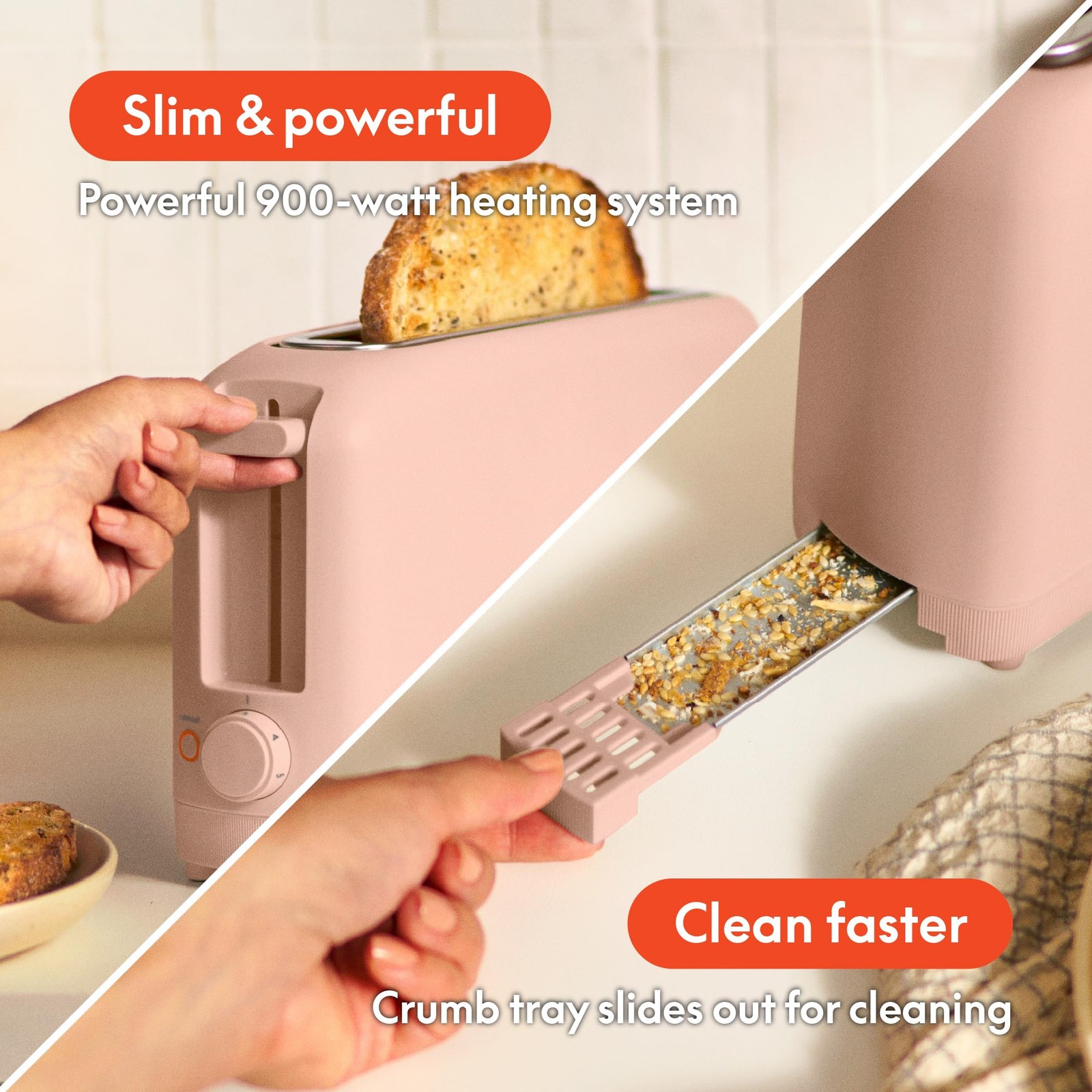bella 2 Slice Slim Toaster, Fits-anywhere™ Kitchenware, 6 2 Slice, Blossom