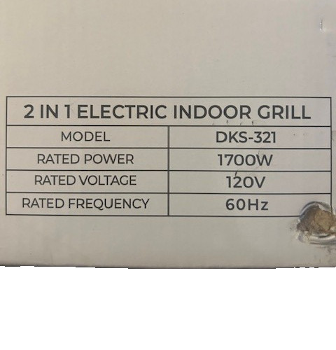 Pukomc 2 In 1 Electric Indoor Grill, Model DKS-321, 1700W (Higher), 120V