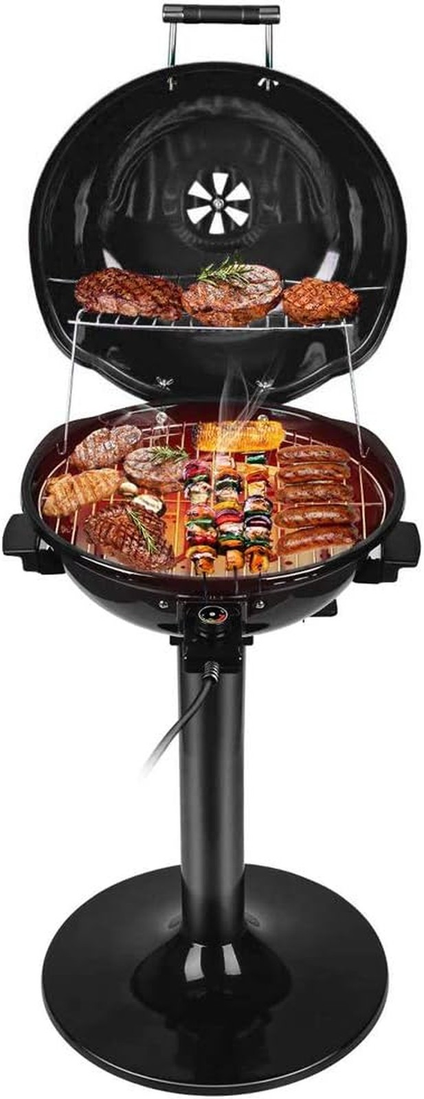 15-Serving Indoor/Outdoor Electric Grill – 1600W, Double Layer, Portable Stand