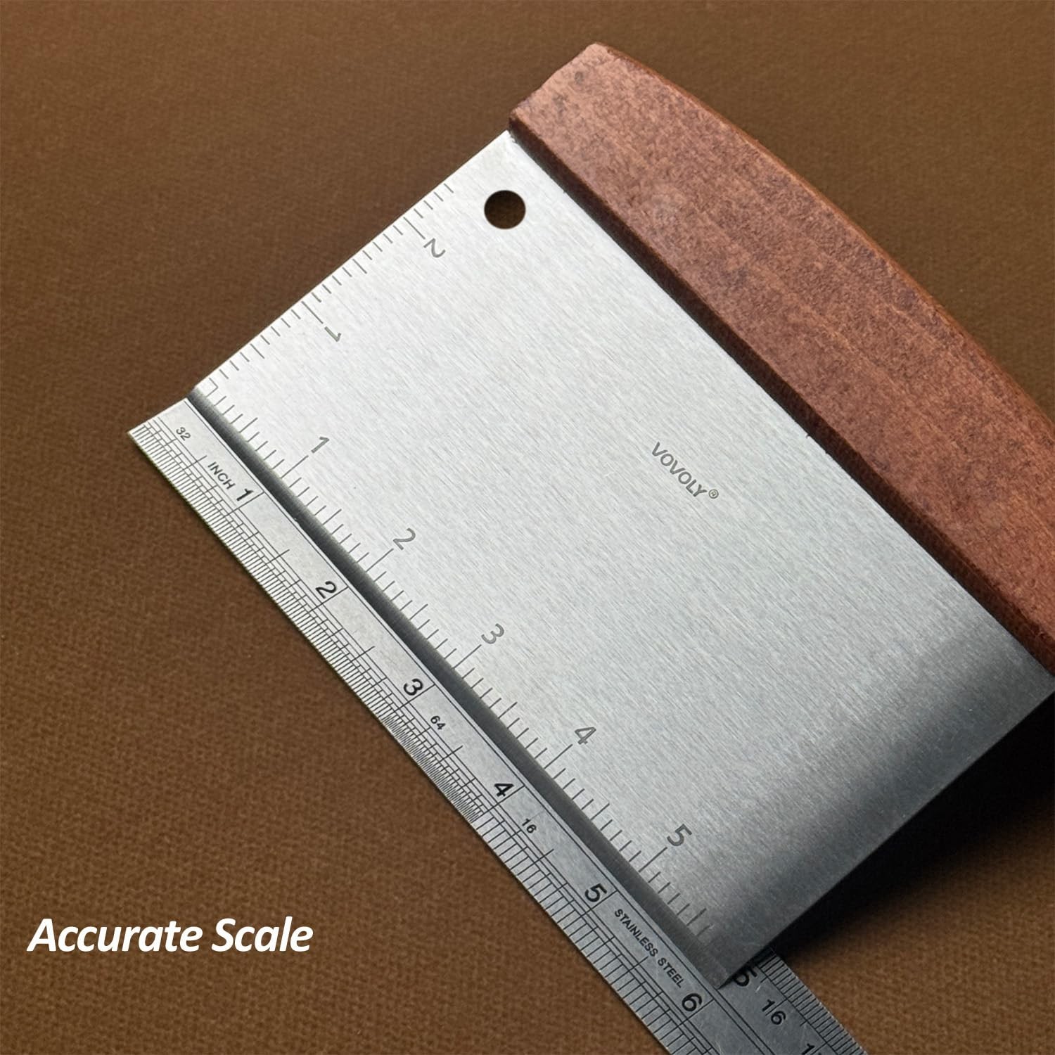 Vovoly Multipurpose Bench Scraper Kitchen Utensil Dough Scraper_Wooden Grip