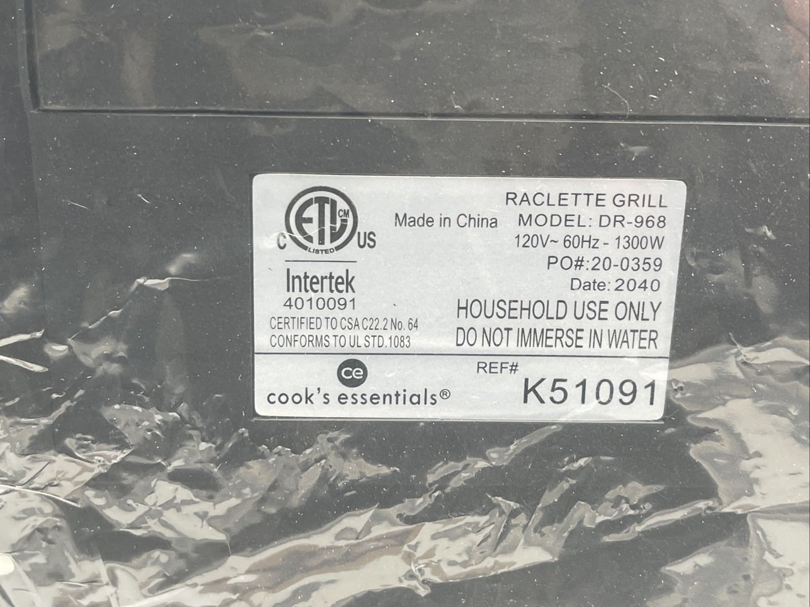 Cooks Essentials Raclette Party Indoor Electric Grill-1300 W New In Box