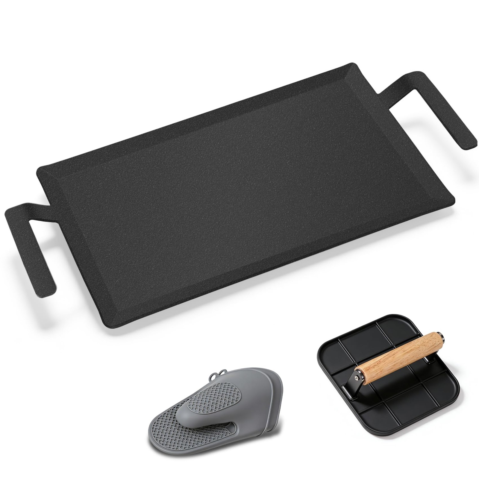 Premium Carbon Steel Griddle Comes with Grill Press, Large Non-Toxic Stovetop…