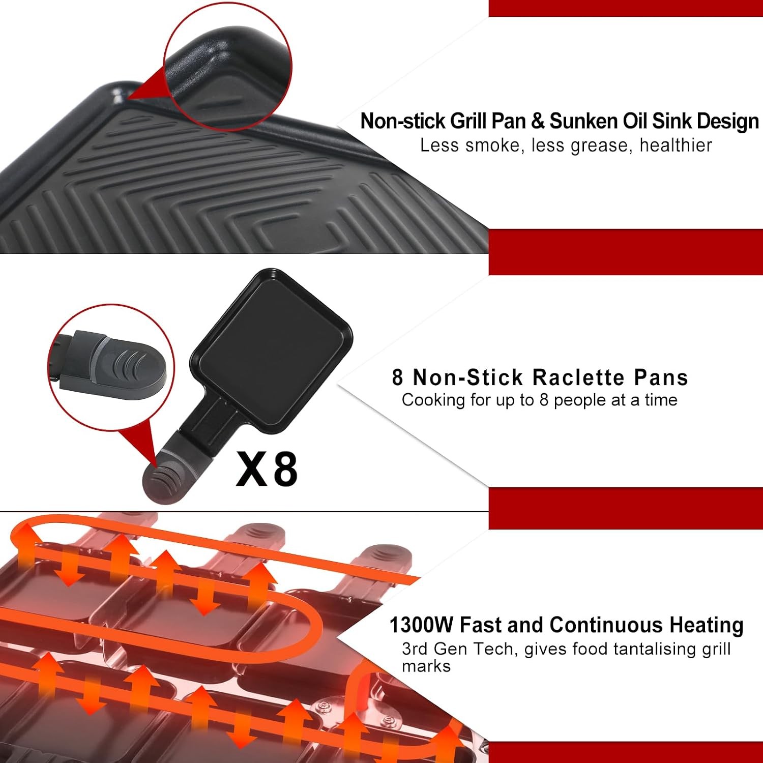 Electric Raclette Grill & Korean BBQ – 8 Non-Stick Cheese Trays 1300W