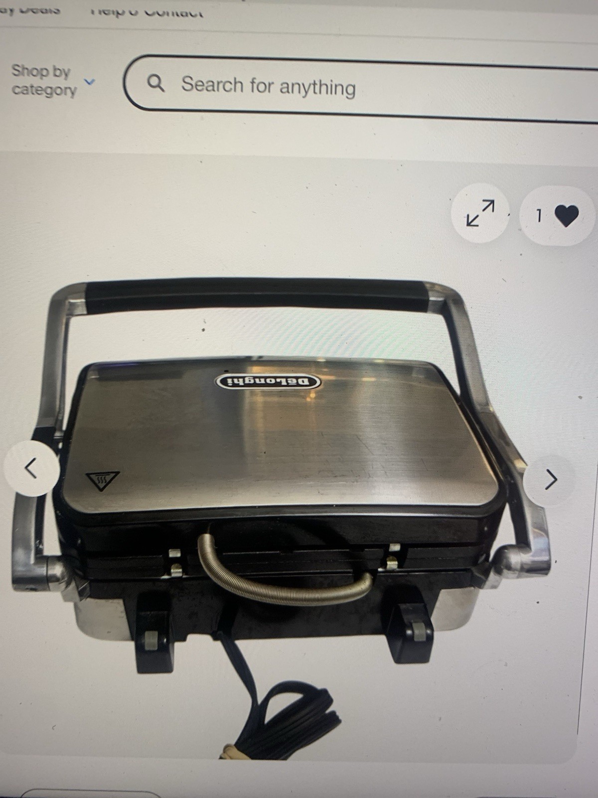 DeLonghi Electric Contact Grill Panini Press 1500W Stainless Steel | CGH902