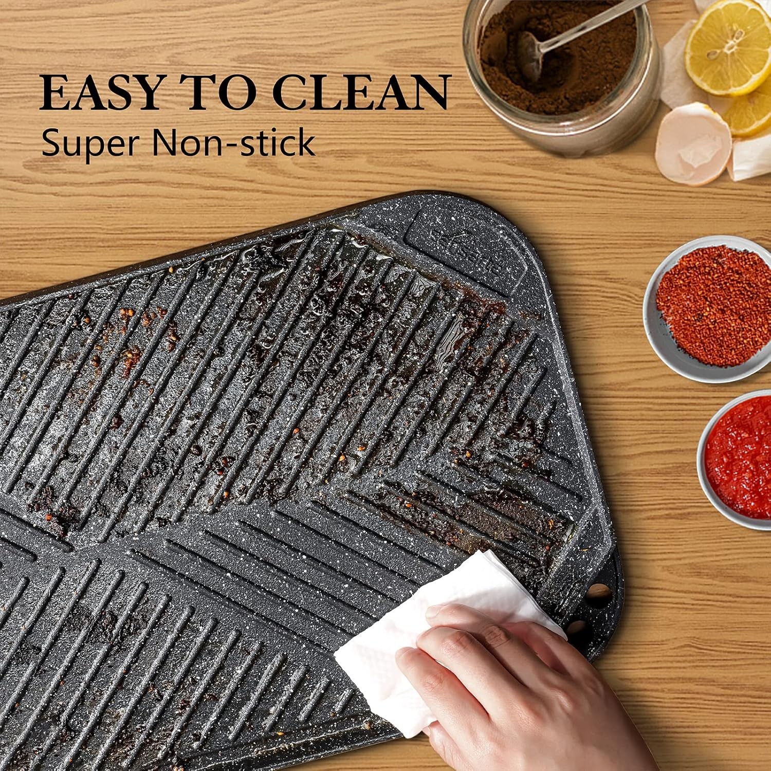 Nonstick Griddle Grill Pan Pro-Grid Reversible Grill & Griddle Pan Two Burner