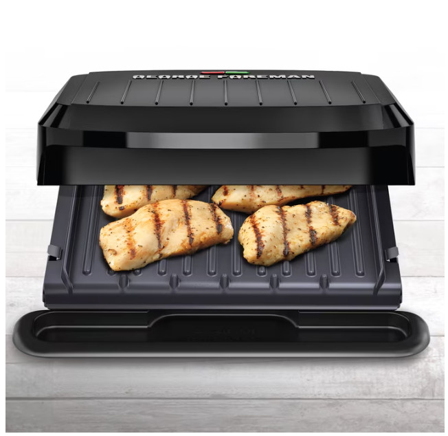George Foreman 4-Serving Electric Grill Panini Press Removable Plates