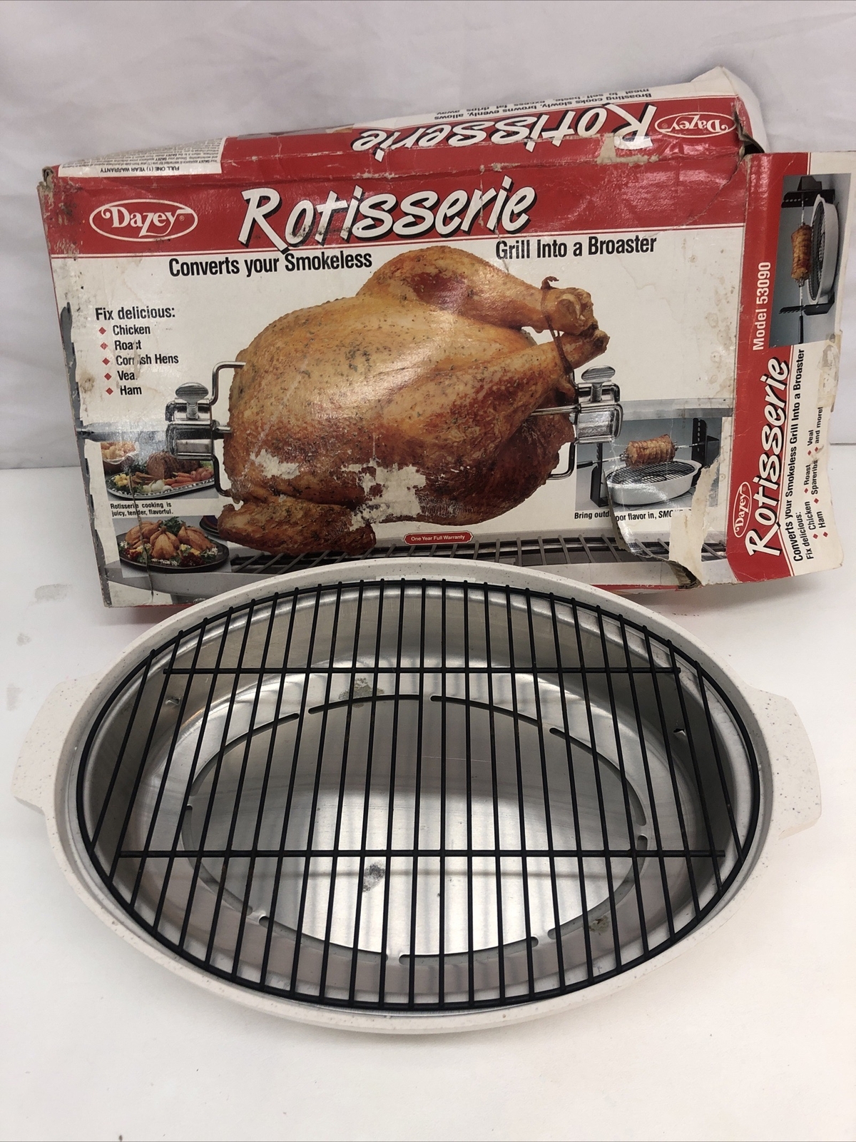 Dazey Rotisserie (53090) Converts Your Smokeless Grill Into A Broaster VINTAGE