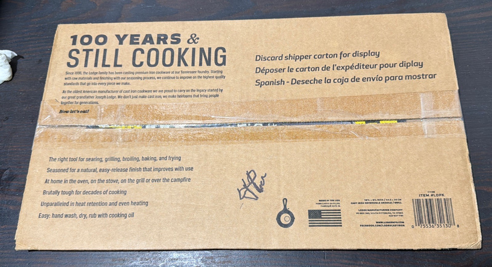 Lodge Reversible Cast Iron Grill1 16.75 x 9.5 Inch Pre-Seasoned Cooking NIB