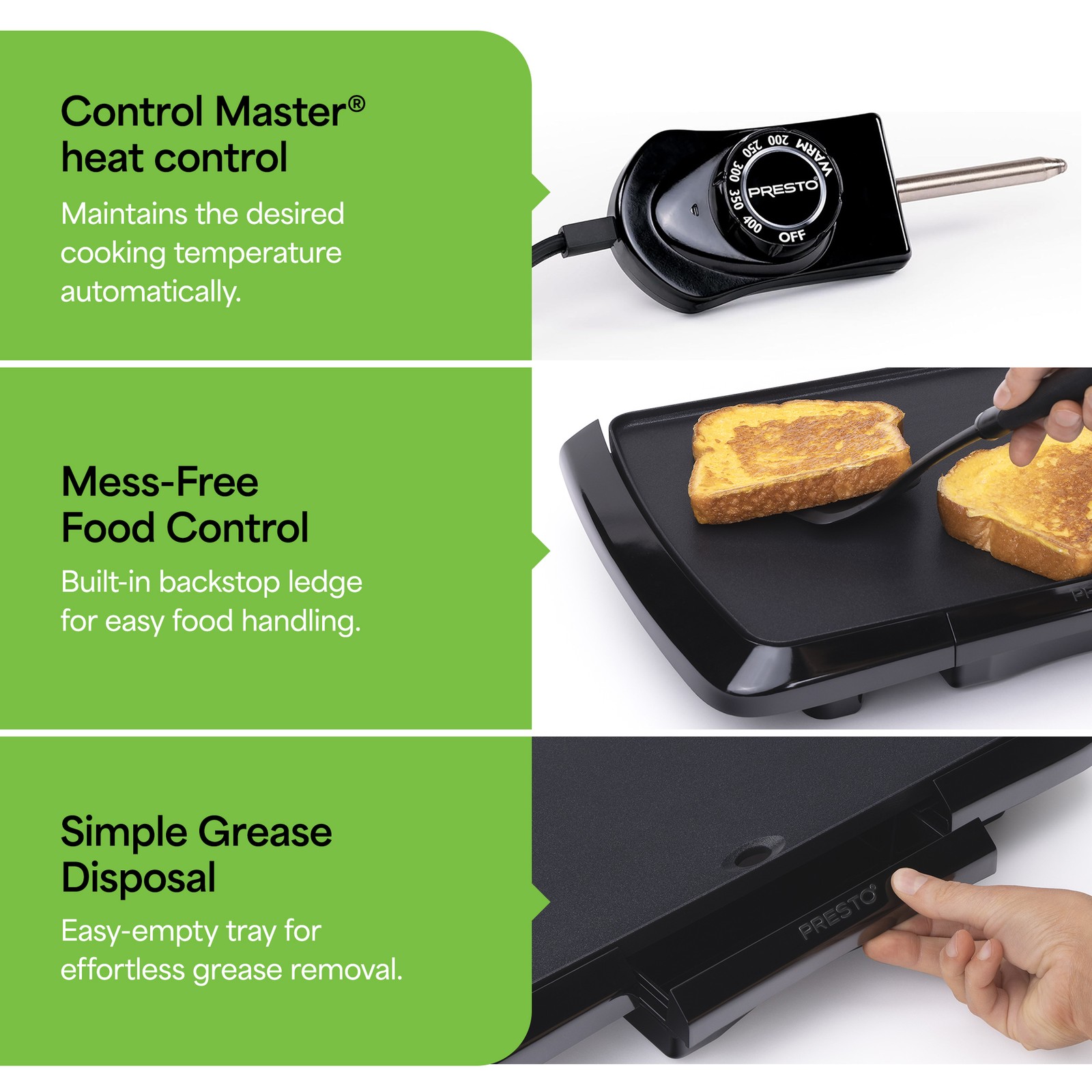 Presto Cool-Touch Electric Griddle, 10.5″ x 16″ Ceramic Nonstick Flat Top Grill