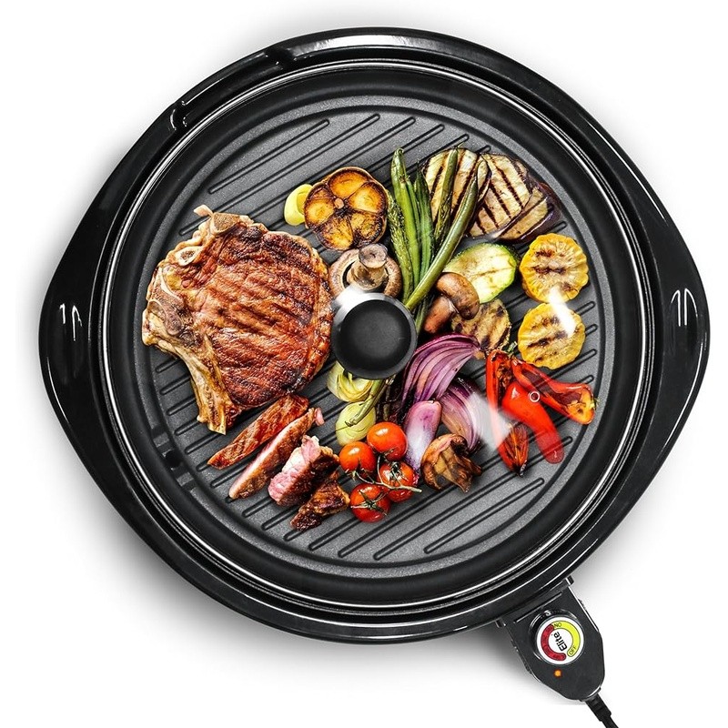 Indoor Electric Grill Nonstick 1300W Adjustable Temp Dishwasher Safe Cooking New