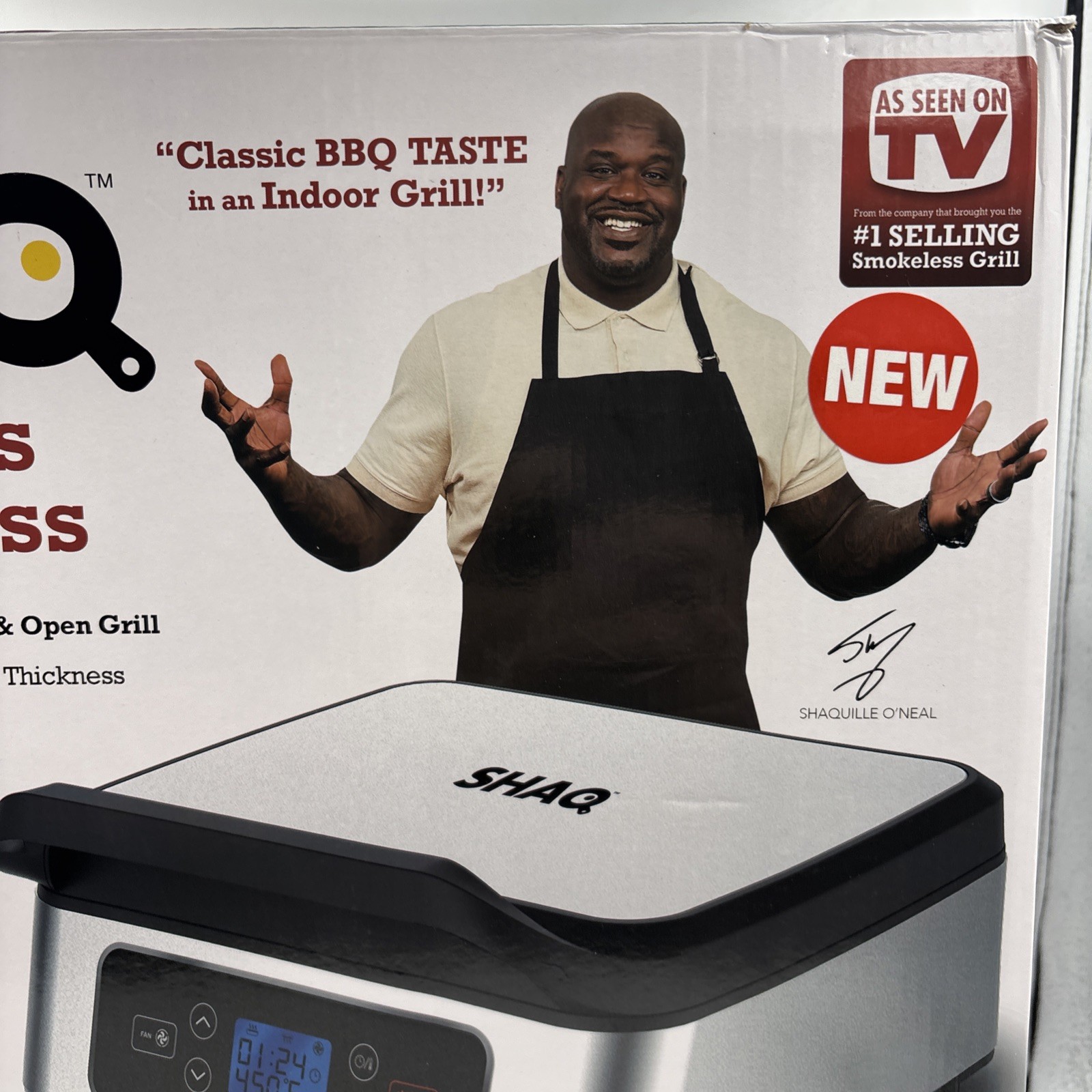 SHAQ 3-in-1 Smokeless Grill And Press Indoor Grill Brand New