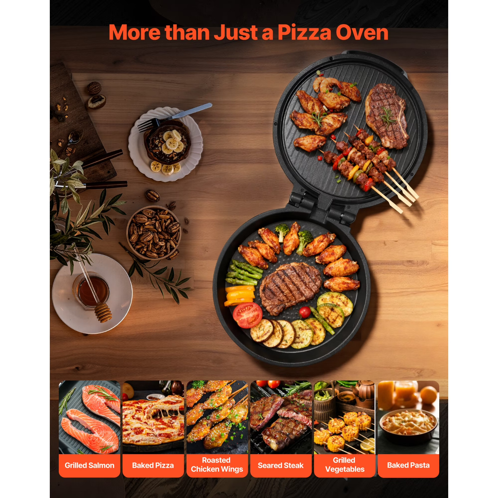 Electric Pizza Oven with Non-Stick Surface 13 x 15 x 5.71 in, Black