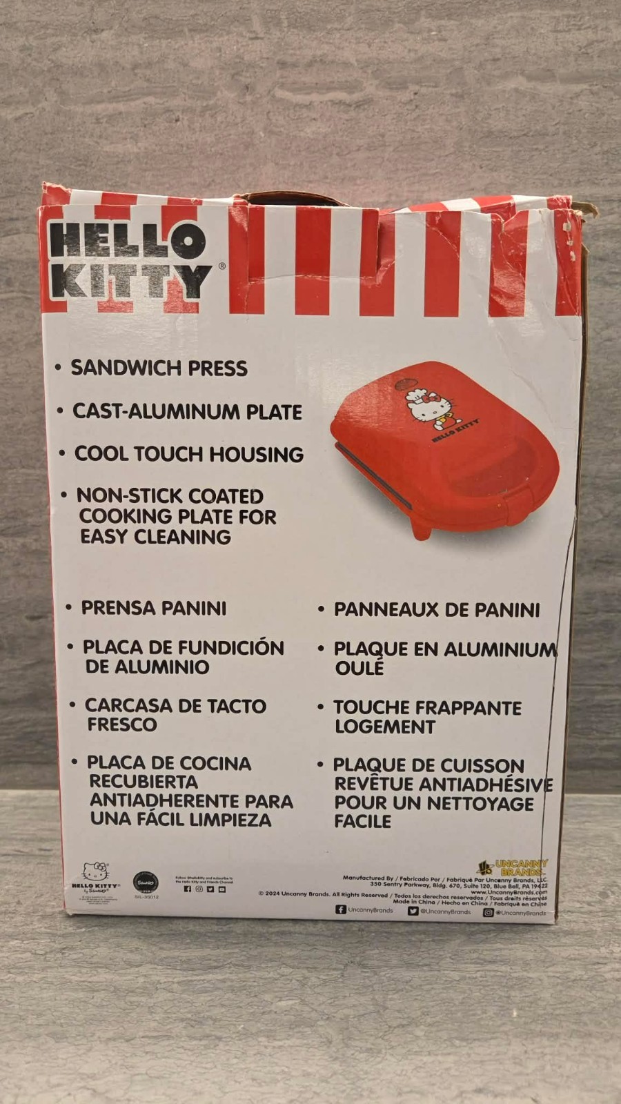 Hello Kitty Grilled Cheese Sandwich Maker Kitchen Appliance Red Sanrio Stamp NEW