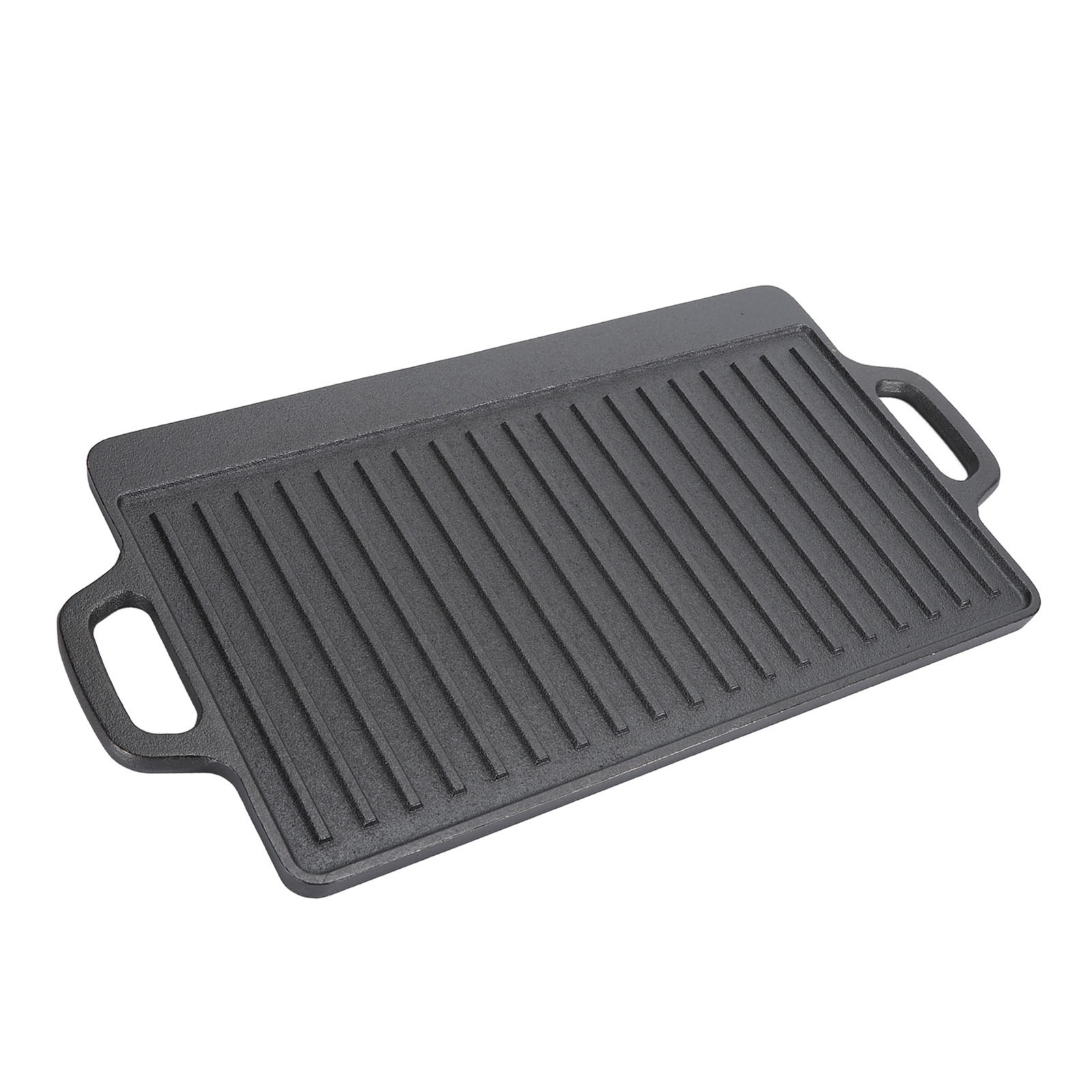 Cast Iron Rectangular Griddle Double Ears Cast Iron Griddle for BBQ Grill Gas v1