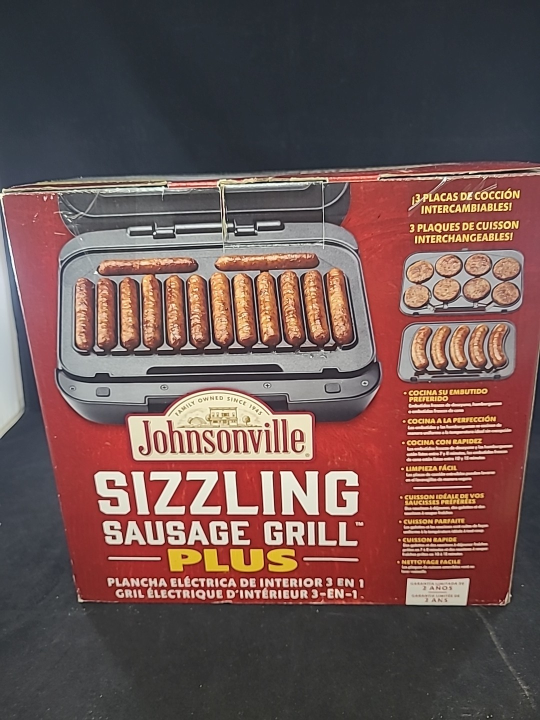 Johnsonville Sizzling Sausage Grill Plus BTG-0500 Indoor Electric Grill NEW