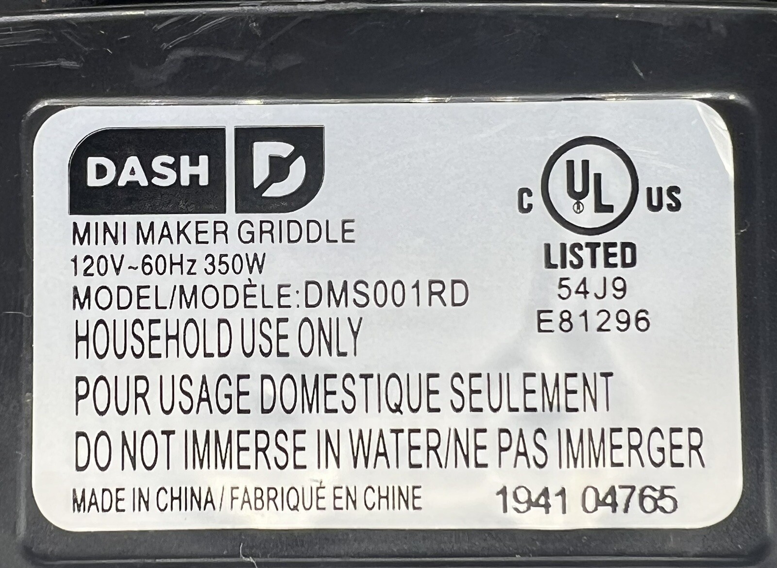 Dash Mini 4″ Waffle Maker Non Stick 350 Watts Red Model – DMS001RD