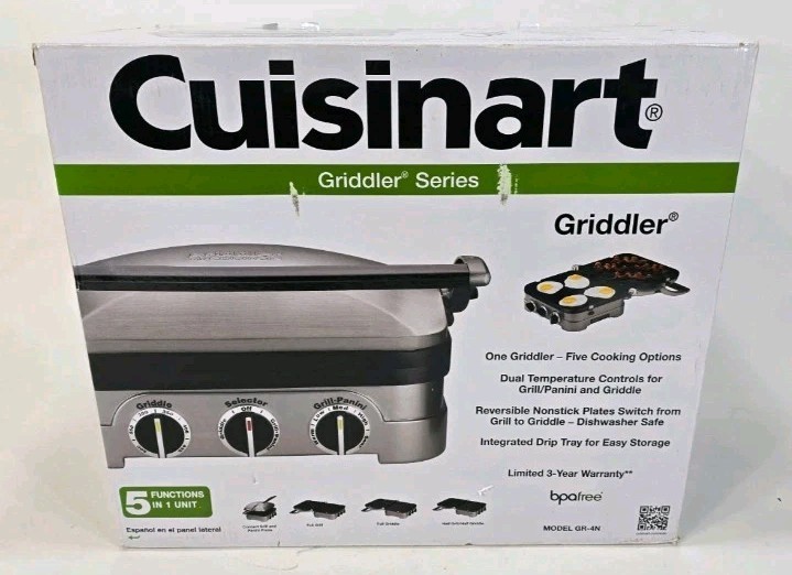 Cuisinart Griddler Series Grill Griddle 5-in-1 Nonstick GR-4N NEW