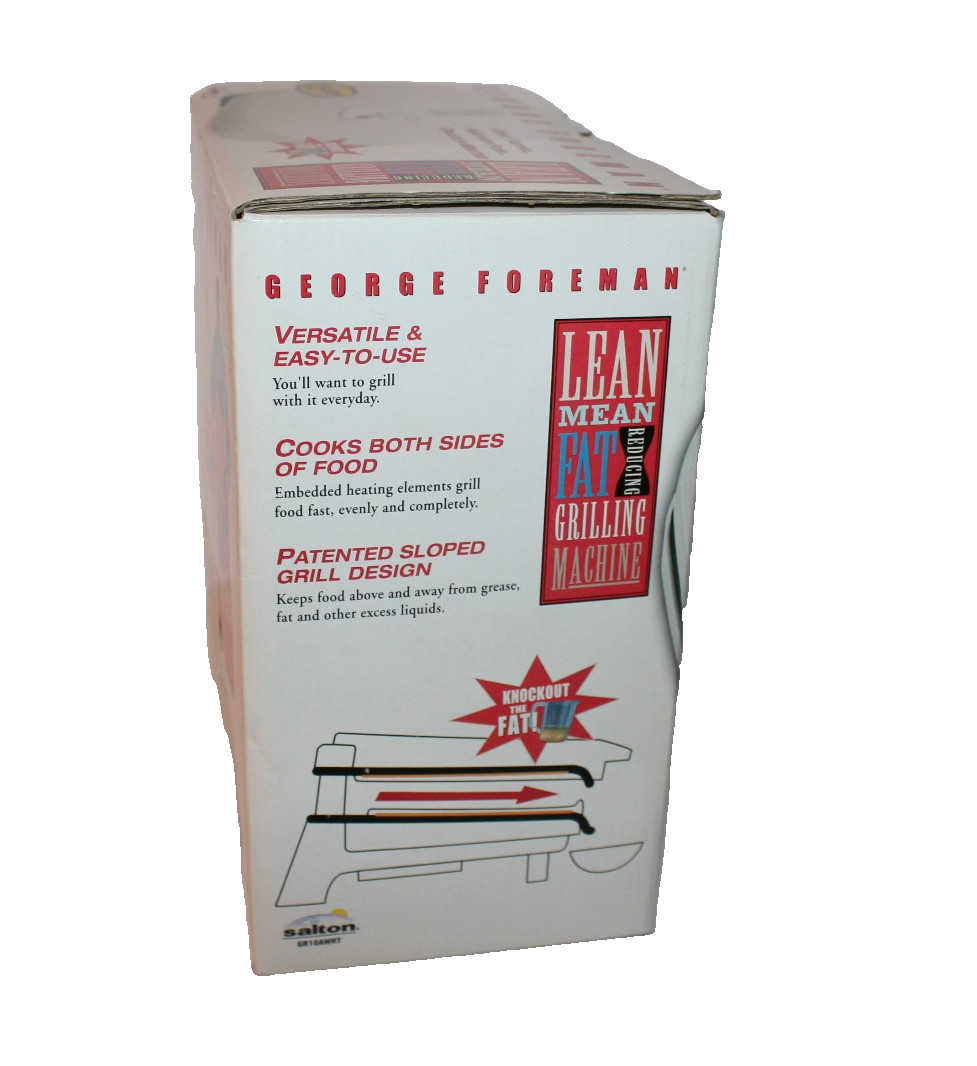 NEW Vintage Salton George Foreman Electric Grill White Lean Mean Meat GR10AWHT