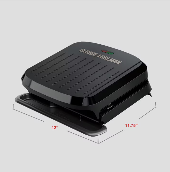 George Foreman 4-Serving Electric Grill & Panini Press, Easy-Clean Nonstick Plat