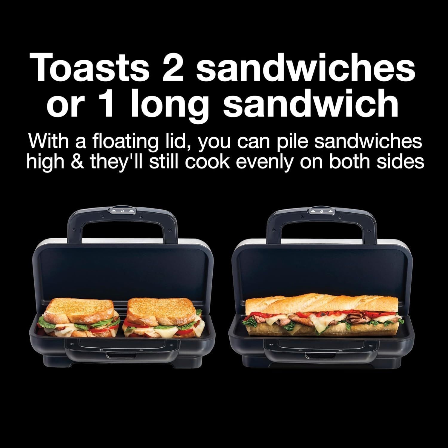 Hot Sandwich Maker Easy-Clean Durable Nonstick Ceramic Plates Stainless Steel