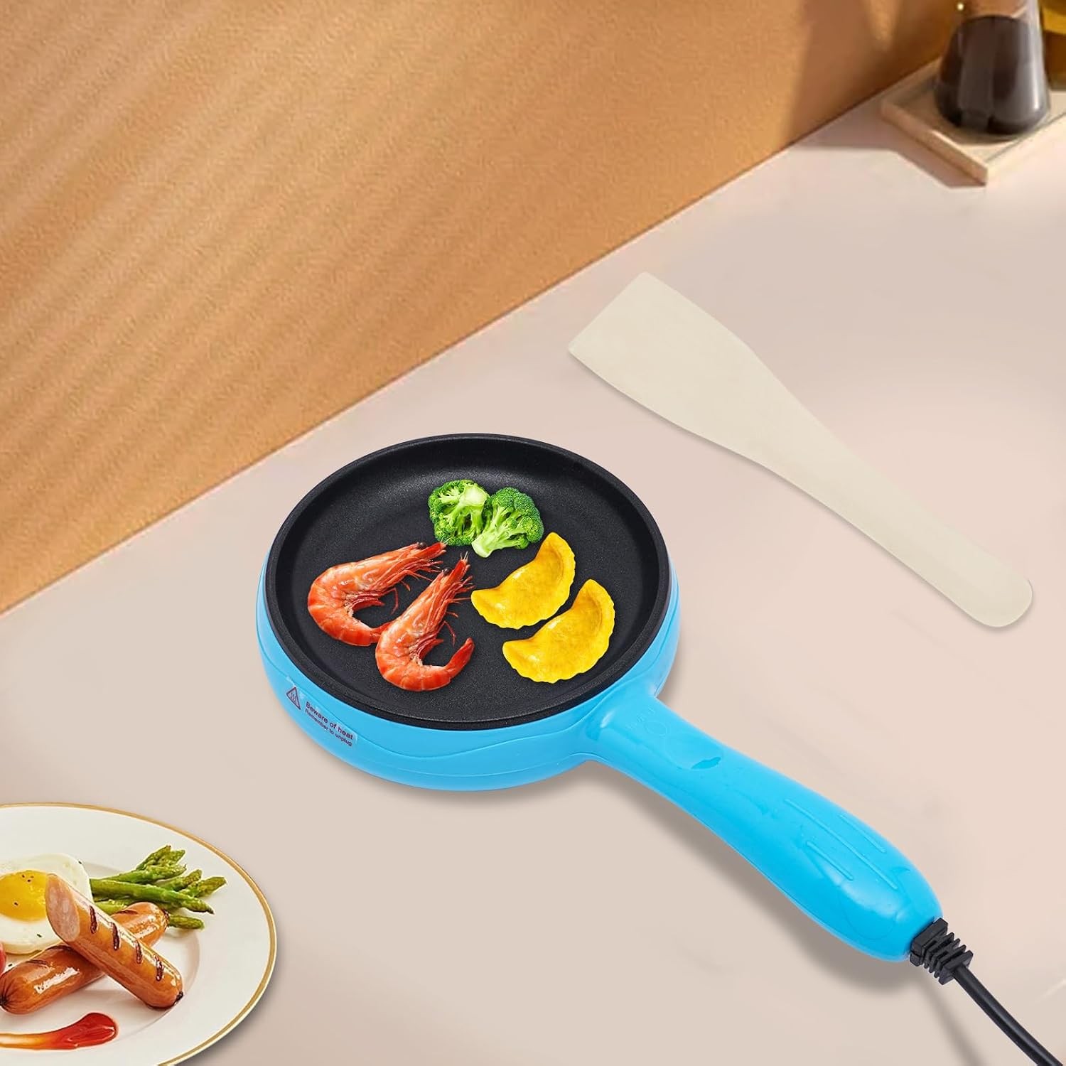 6-Inch Non-Stick Electric Skillet Rapid Heat Up Personal Mini Electric Round
