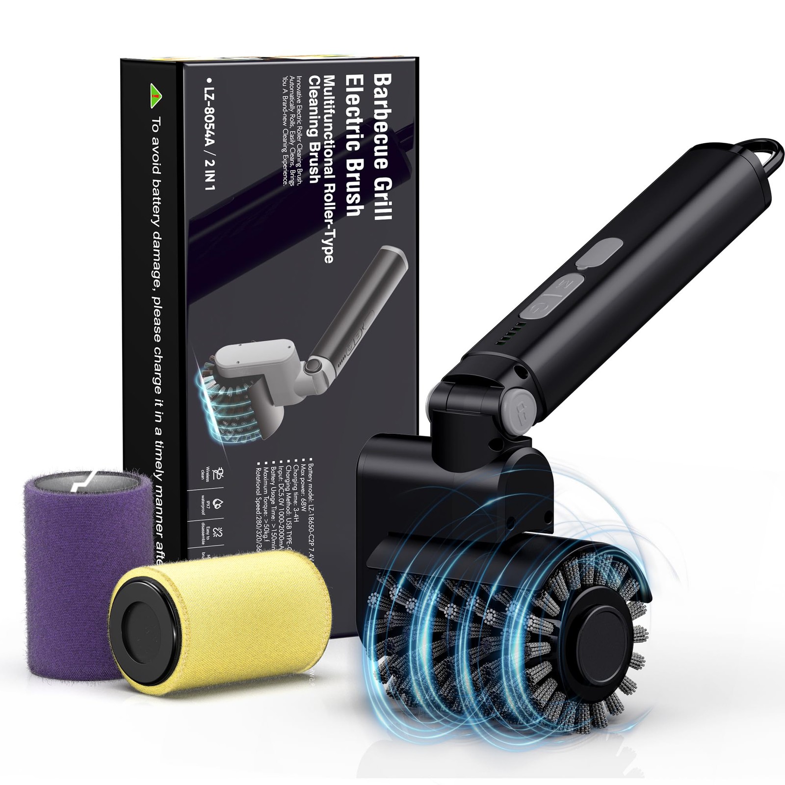 Aurviv Electric Grill Brush, 3-Speed Power Control Brush for Black