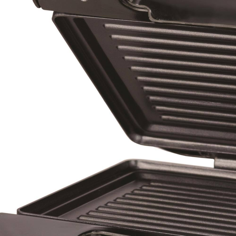 44 Sq. In. Black Stainless Steel Nonstick Panini Press and Sandwich Maker