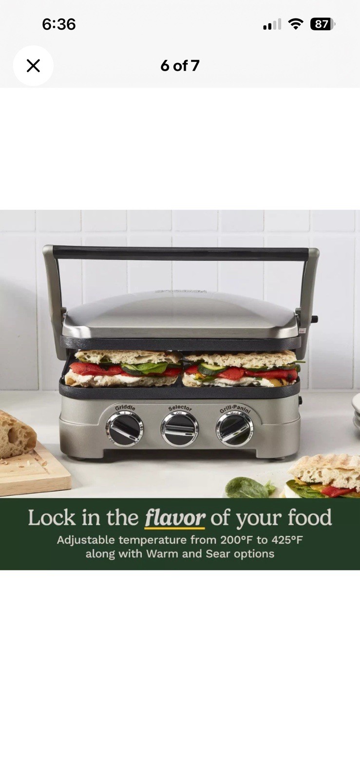 Cuisinart Griddler Indoor Grill Griddle Panini Press 5-in-1 Nonstick