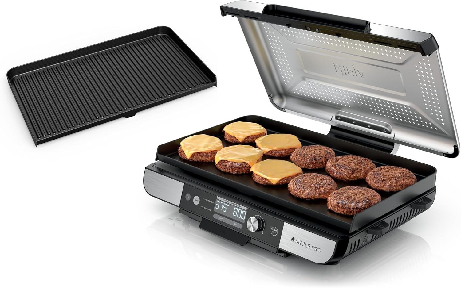 Pro XL 20-Inch Indoor Griddle + Grill, Detachable Ventilated Lid, Grease Control