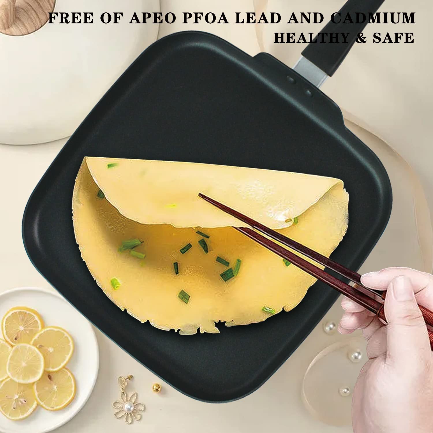 10 Inch Square Griddle Pan Nonstick Grill Skillet Omelette Cookware Pfoa Free