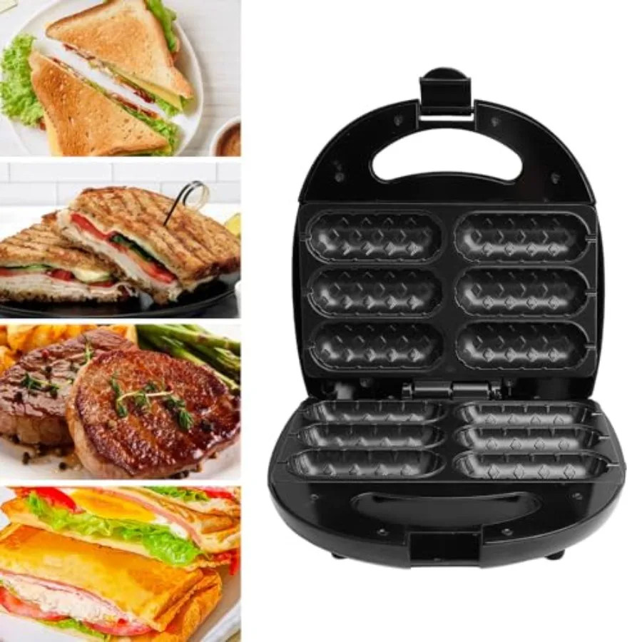 Electric Hot Dog Roller Maker 850W 6 Slot Snack Machine for Sausage Rolls