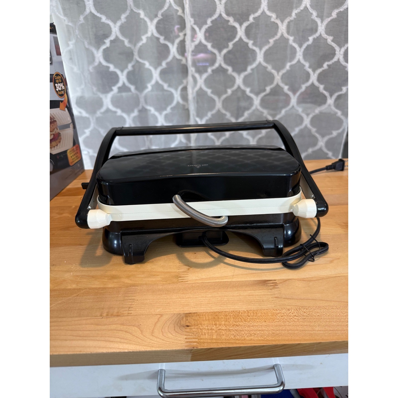 Oster DuraCeramic Panini Maker and Grill Black White CKSTPM20W-TECO