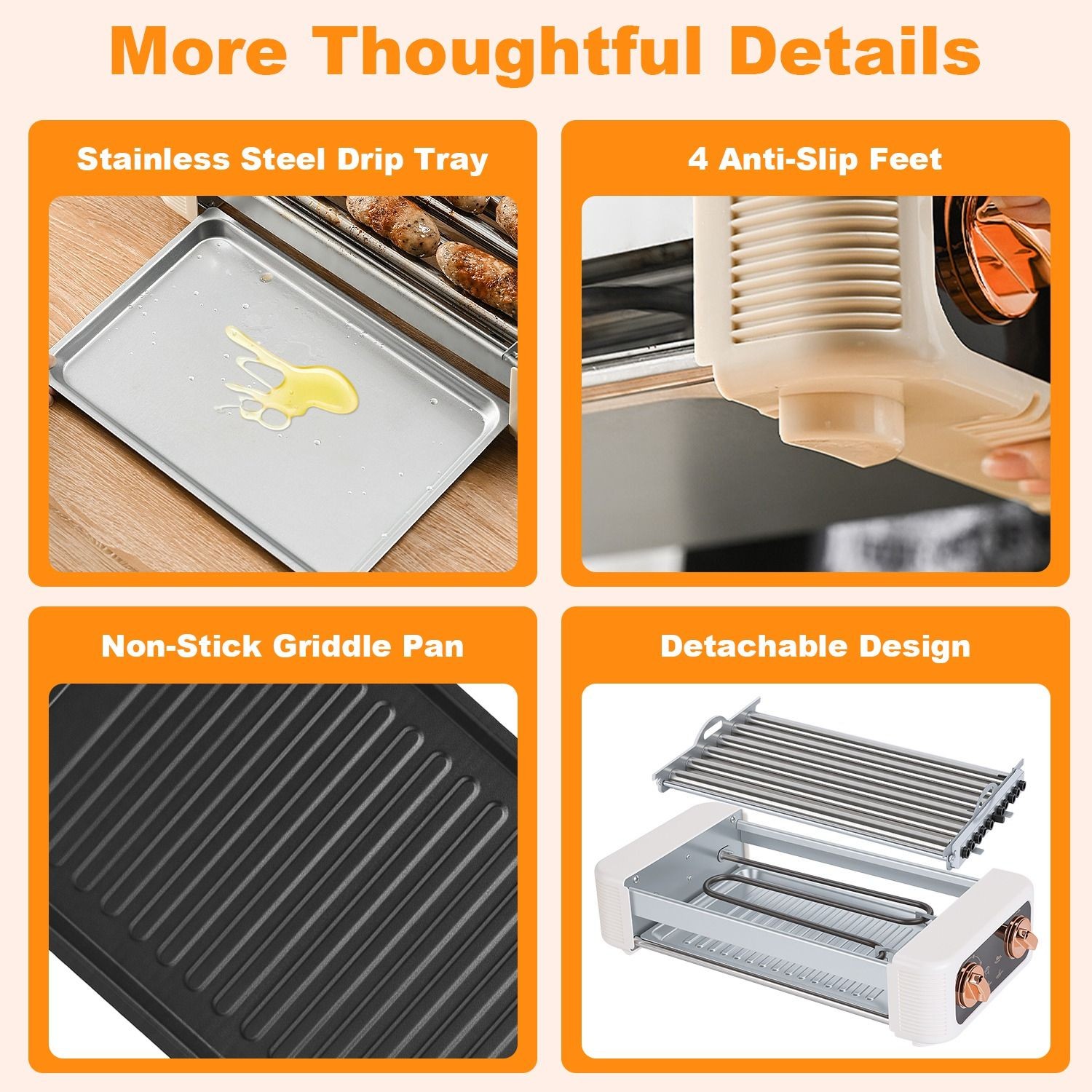 3-in-1 Electric Hot Dog Roller & Grill Machine – Smokeless Indoor/Outdoor