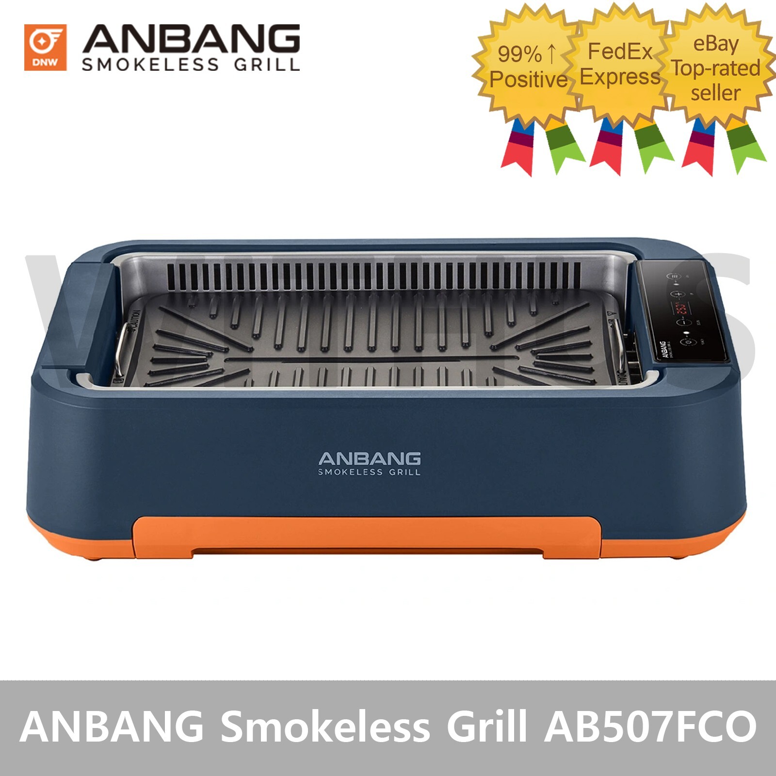ANBANG Grill AB507FCO Smokeless Grill Electric Indoor Grill BBQ – Orange 220V