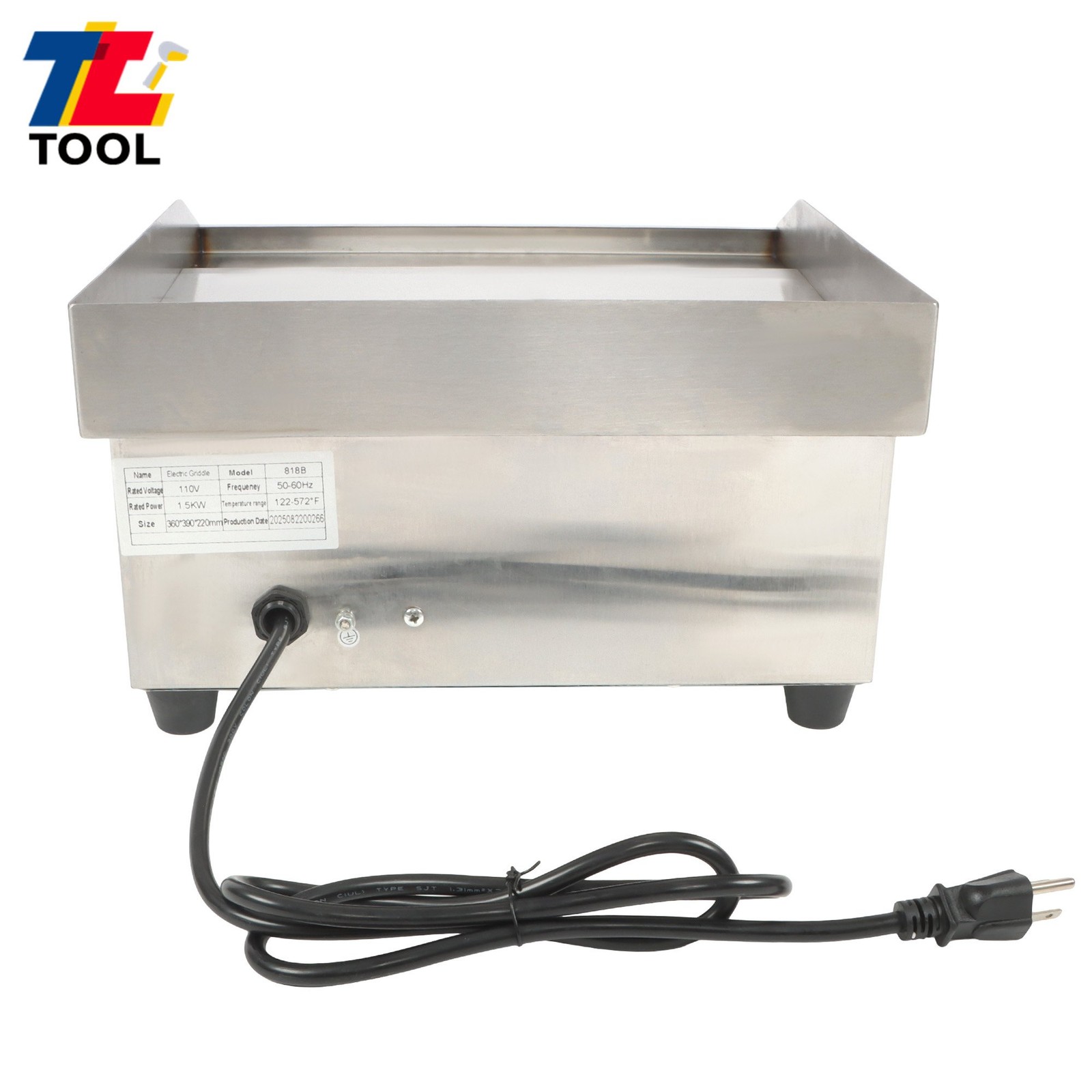 Stainless Steel Electric Griddle, 1500W, 14in Flat Top for Home & Restaurant